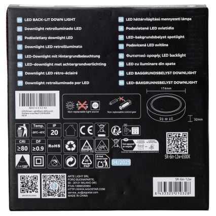 Aigostar - LED tvirtinamas lubinis šviestuvas LED/12W/230V diametras 17,4 cm 6500K balta