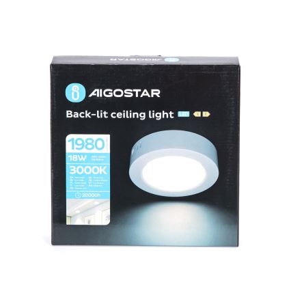 Aigostar - LED tvirtinamas lubinis šviestuvas LED/18W/230V diametras 22,6 cm 3000K balta
