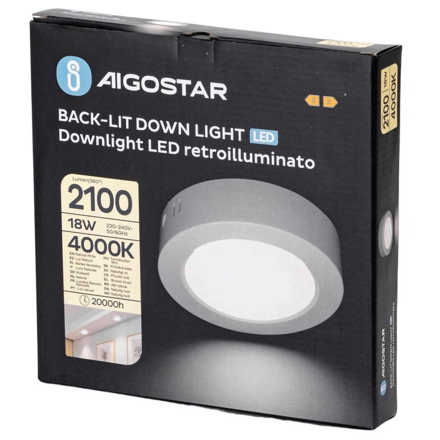 Aigostar - LED tvirtinamas lubinis šviestuvas LED/18W/230V diametras 22,6 cm 4000K balta