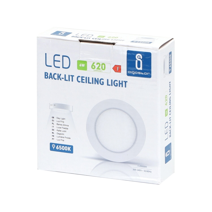 Aigostar - LED tvirtinamas lubinis šviestuvas LED/6W/230V diametras 12,3 cm 3000K balta