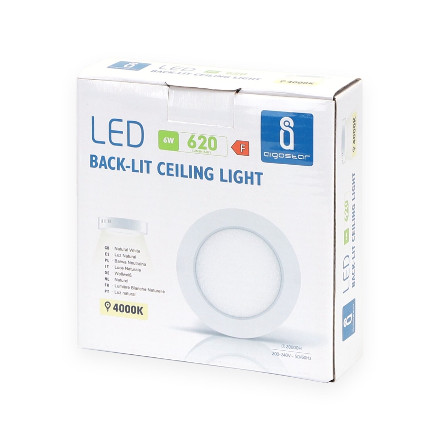 Aigostar - LED tvirtinamas lubinis šviestuvas LED/6W/230V diametras 12,3 cm 4000K balta