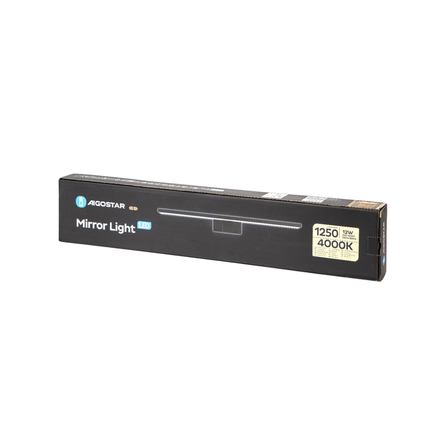 Aigostar - LED vonios veidrodžio apšvietimas LED/12W/230V 4000K 60 cm IP44 juoda