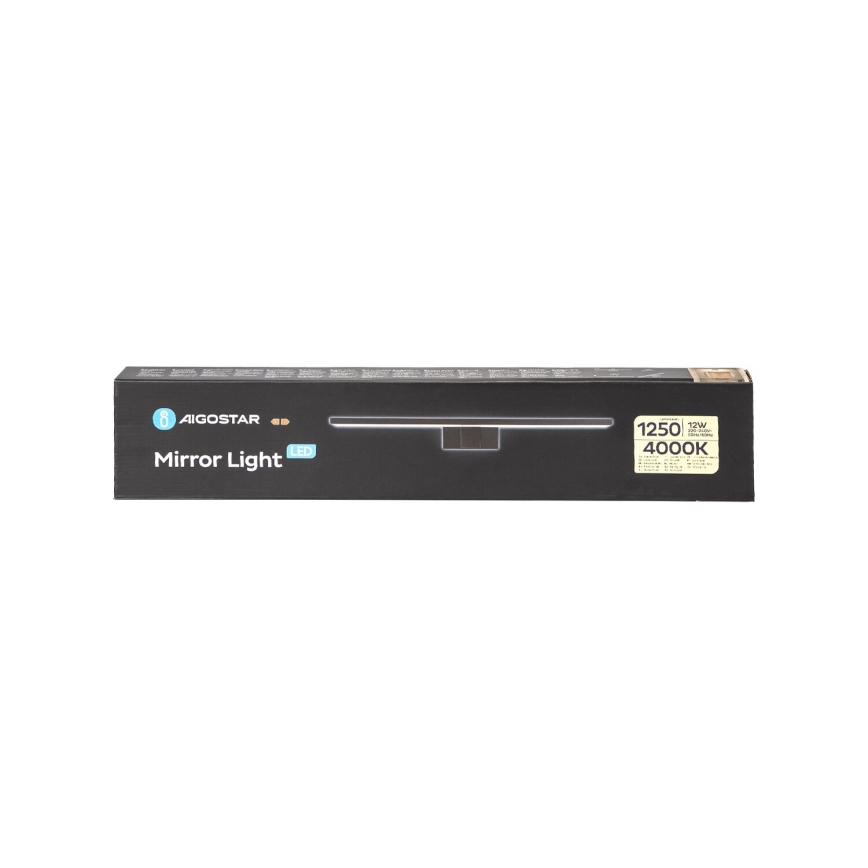 Aigostar - LED vonios veidrodžio apšvietimas LED/12W/230V 4000K 60 cm IP44 juoda