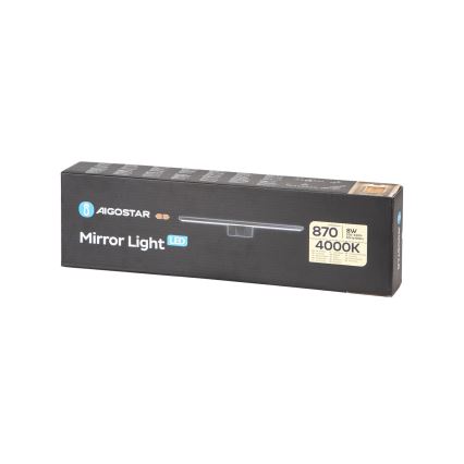 Aigostar - LED vonios veidrodžio apšvietimas LED/8W/230V 4000K 40 cm IP44 juoda