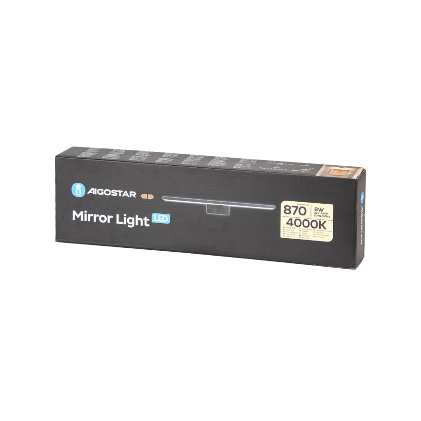 Aigostar - LED vonios veidrodžio apšvietimas LED/8W/230V 4000K 40 cm IP44 juoda