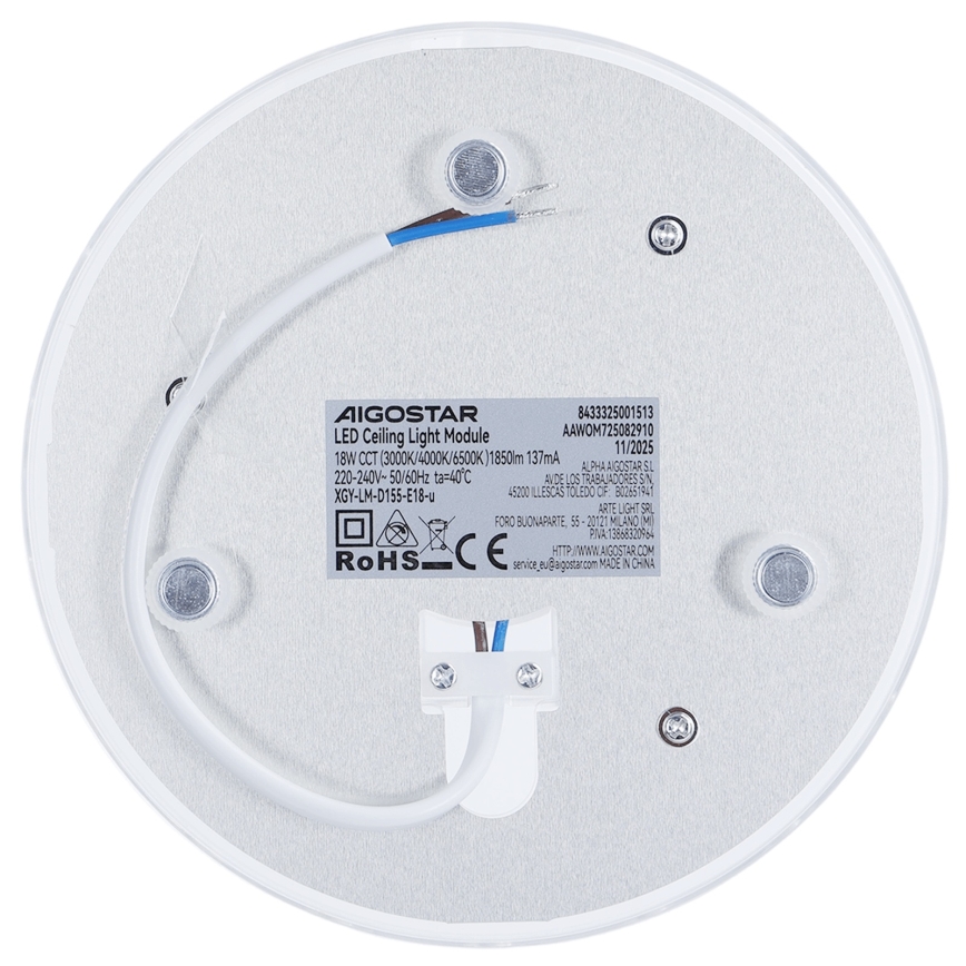 Aigostar - magnetinis LED modulis LED/18W/230V 3000/4000/6500K