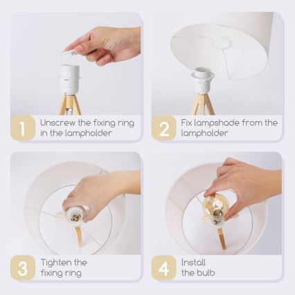 Aigostar - Medinė stalinė lempa 1xE27/60W/230V iš pušies