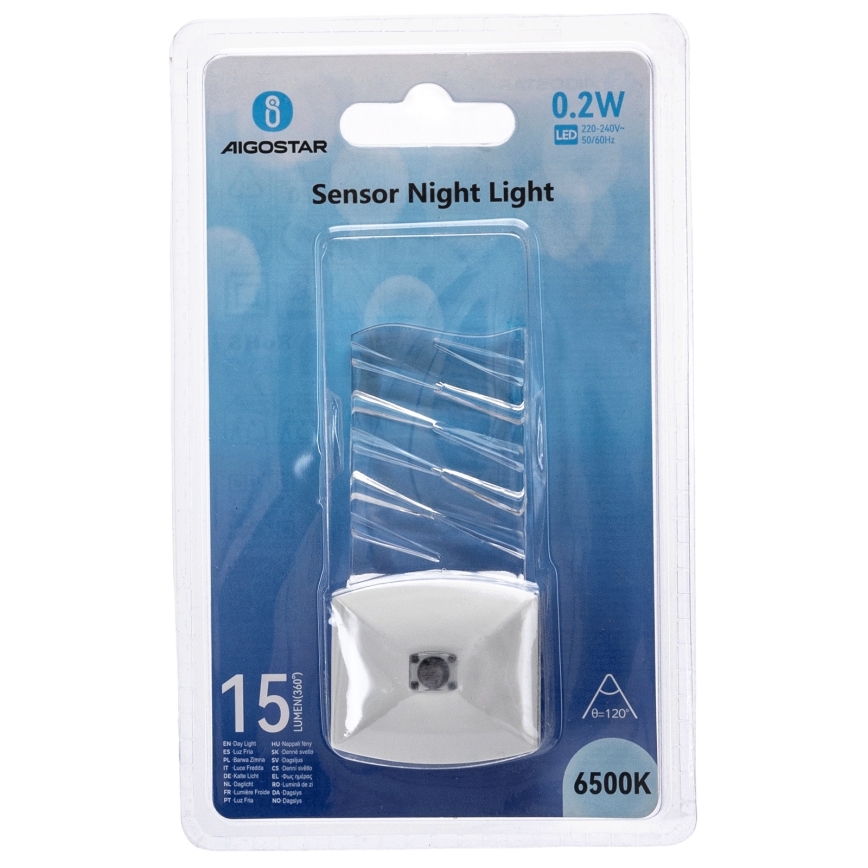 Aigostar - LED Naktinė lemputė su prieblandos jutikliu LED/0,2W/230V 6500K