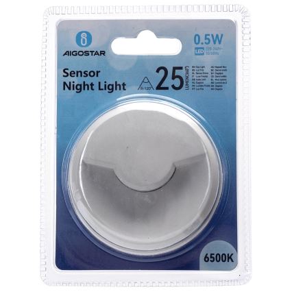 Aigostar - LED Naktinė lemputė su prieblandos jutikliu LED/0,5W/230V 6500K