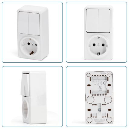 Aigostar - Namų jungiklis 2P su lizdu 1x10A/250V