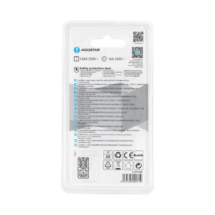 Aigostar - Namų jungiklis 2P su lizdu 1x10A/250V