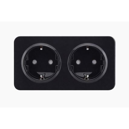 Aigostar - Namų lizdas su rėmeliu, 2 SCHUKO lizdai, 250V/16A, juodas