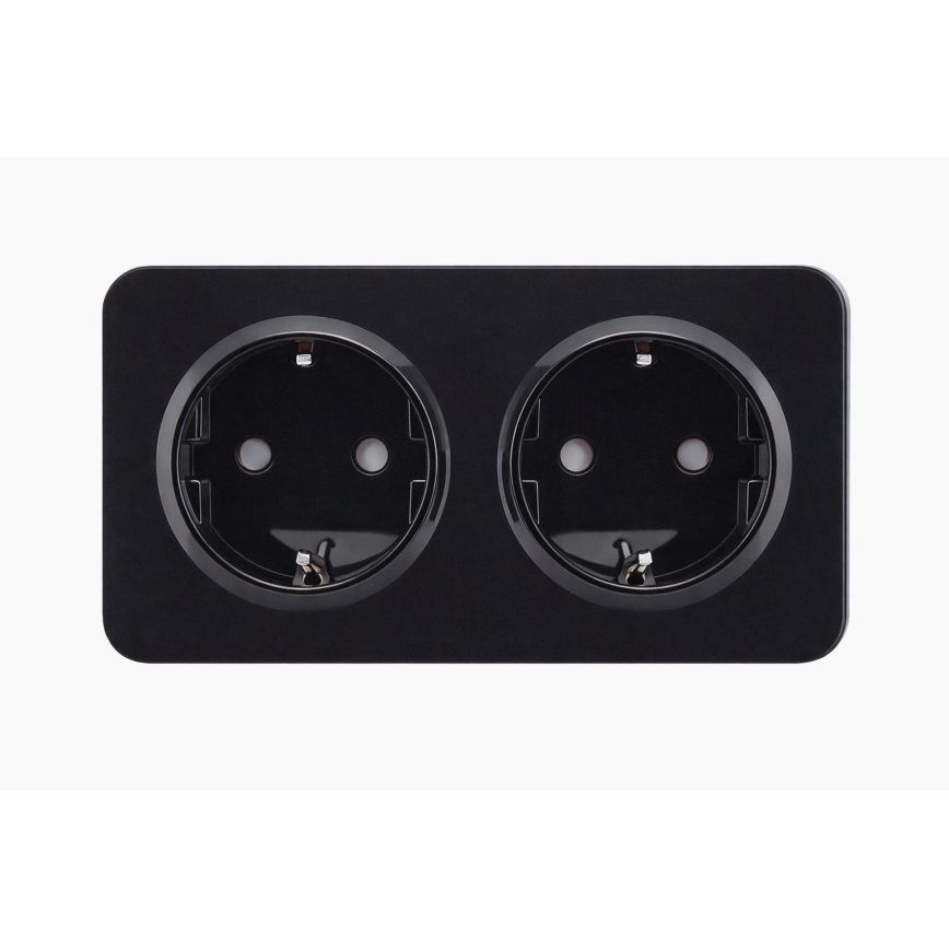 Aigostar - Namų lizdas su rėmeliu, 2 SCHUKO lizdai, 250V/16A, juodas