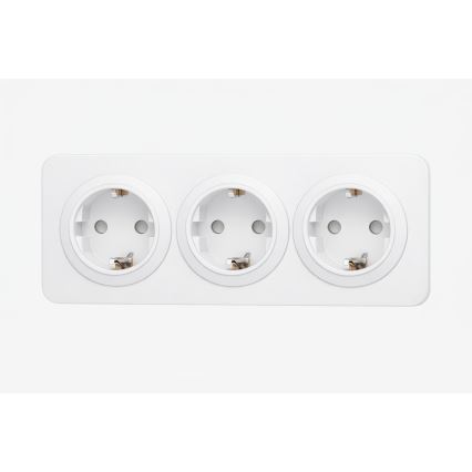 Aigostar - Namų lizdas su rėmeliu 3 vietų SCHUKO 250V/16A baltas