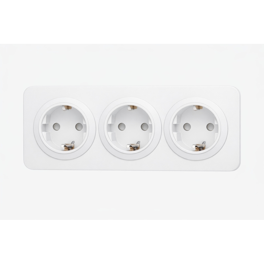 Aigostar - Namų lizdas su rėmeliu 3 vietų SCHUKO 250V/16A baltas