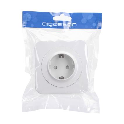 Aigostar - Namų lizdas su SCHUKO rėmeliu 250V baltas