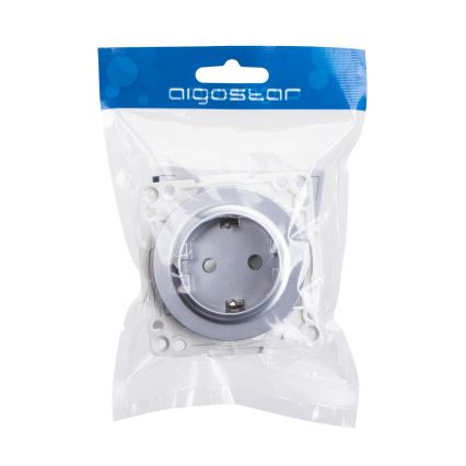 Aigostar - Namų SCHUKO lizdas be rėmelio, 250V/16A, sidabro spalvos