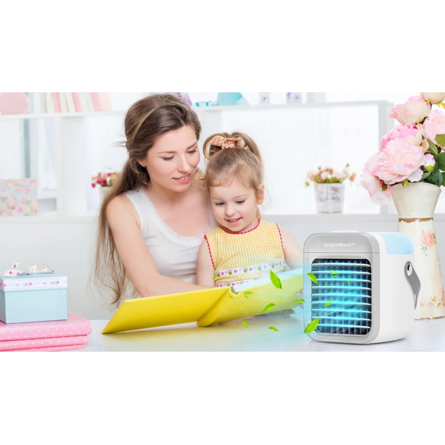 Aigostar - Nešiojamas air cooler 8W/5V balta
