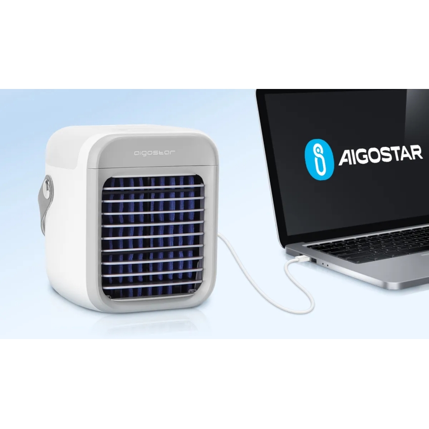 Aigostar - Nešiojamas air cooler 8W/5V balta