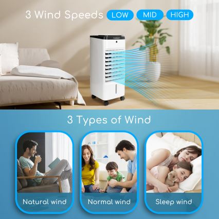 Aigostar - Oro kondicionierius 60W/230V balta/juoda + nuotolinio valdymo pultas