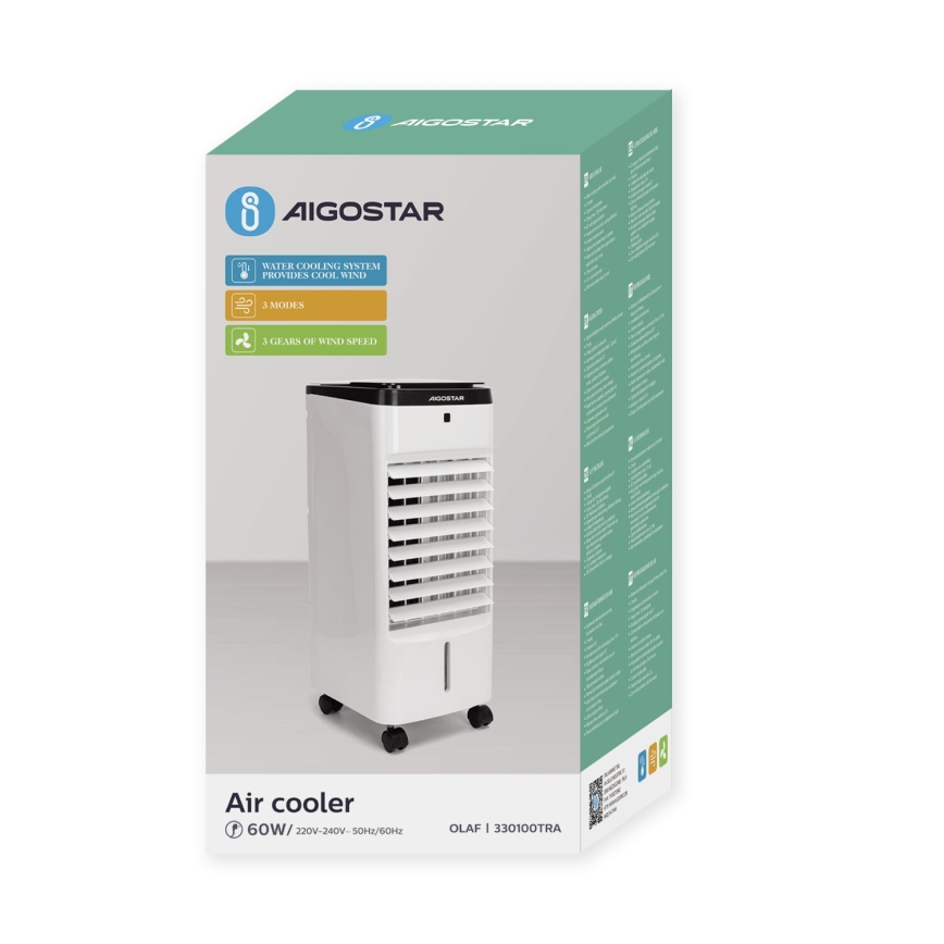 Aigostar - Oro kondicionierius 60W/230V balta/juoda + nuotolinio valdymo pultas
