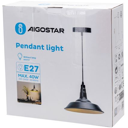 Aigostar - Pakabinamas sietynas 1xE27/60W/230V juoda