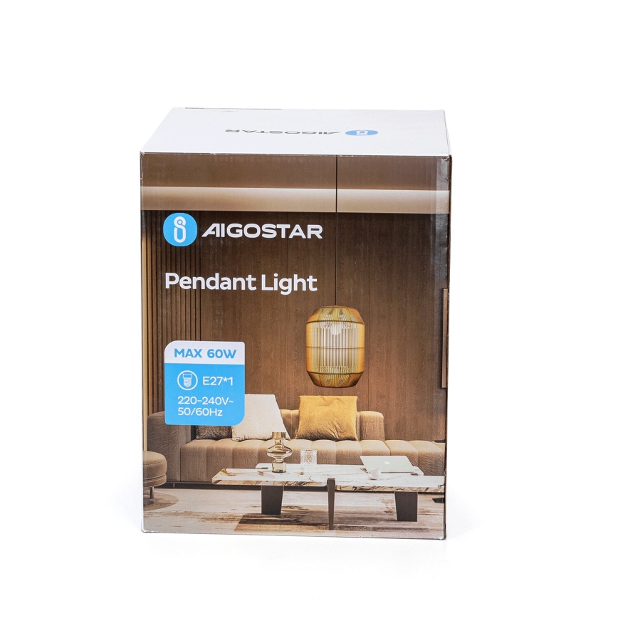 Aigostar - Pakabinamas sietynas 1xE27/60W/230V smėlio spalva