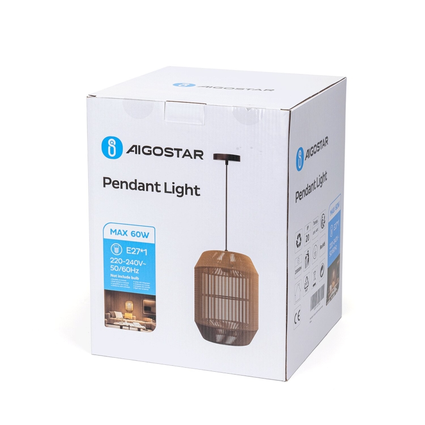 Aigostar - Pakabinamas sietynas 1xE27/60W/230V smėlio spalva
