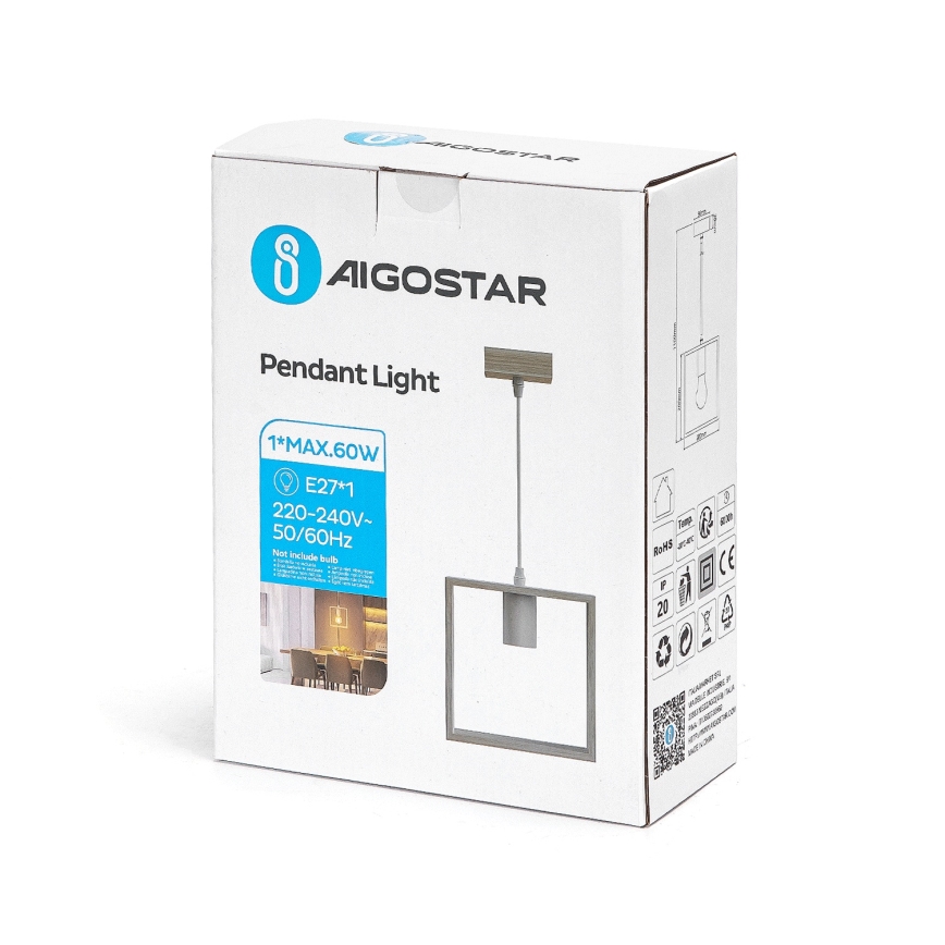 Aigostar - Pakabinamas šviestuvas 1xE27/60W/230V smėlio spalvos
