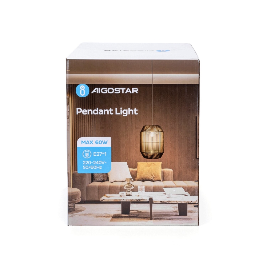 Aigostar - Pakabinamas šviestuvas ant laido, 1xE27/60W/230V, juodas, skersmuo 23 cm