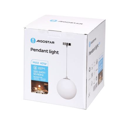 Aigostar – pakabinamas šviestuvas su laidu, 1x E27/40W/230V, skersmuo 20 cm