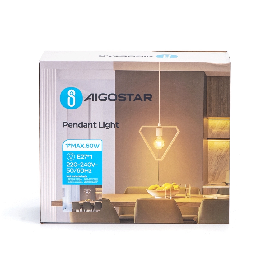 Aigostar - Pakabinamasis šviestuvas 1xE27/60W/230V smėlinė