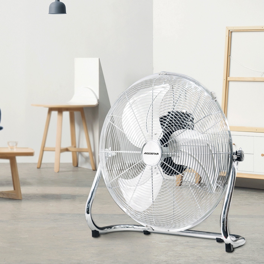 Aigostar - Grindinis ventiliatorius 100W/230V, skersmuo 54 cm, blizgus chromas