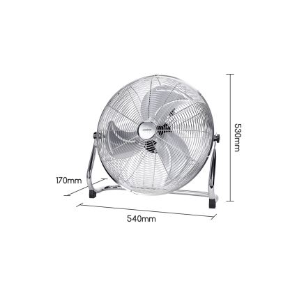 Aigostar - Grindinis ventiliatorius 100W/230V, skersmuo 54 cm, blizgus chromas