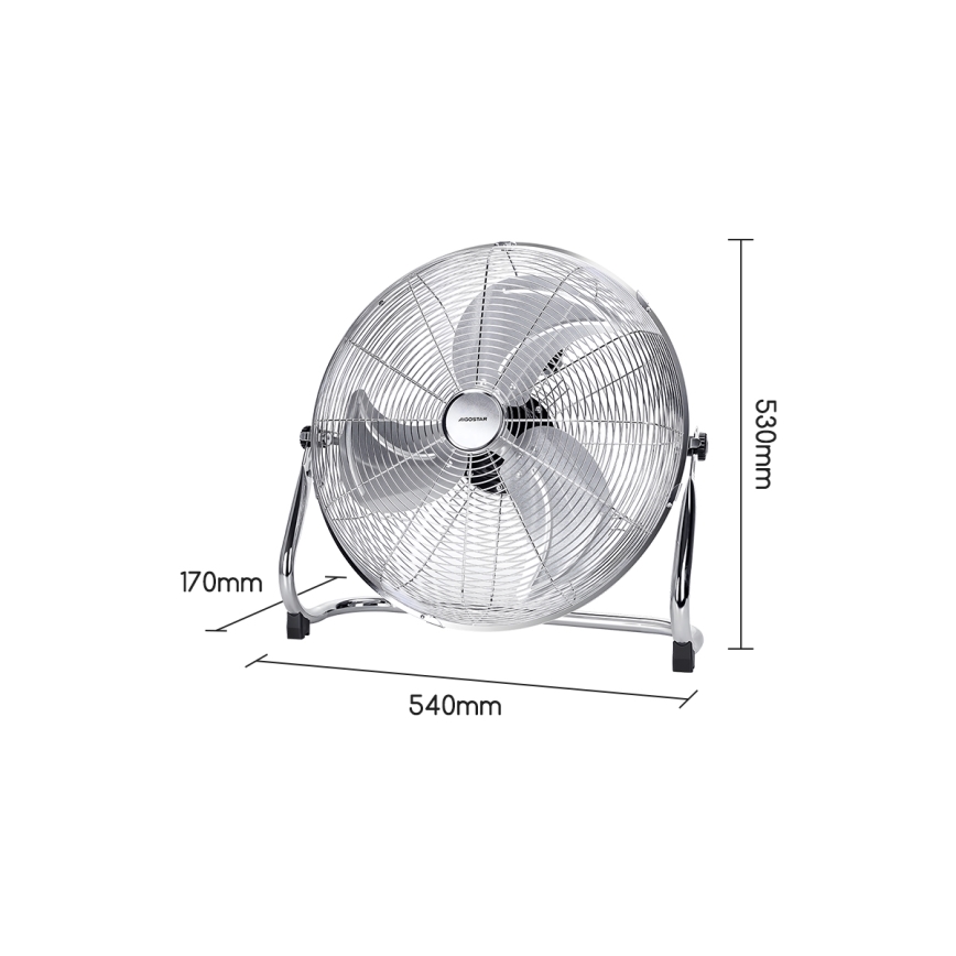 Aigostar - Grindinis ventiliatorius 100W/230V, skersmuo 54 cm, blizgus chromas