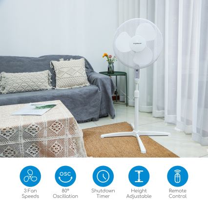 Aigostar - Pastatomas ventiliatorius 40W/230V 120 cm balta