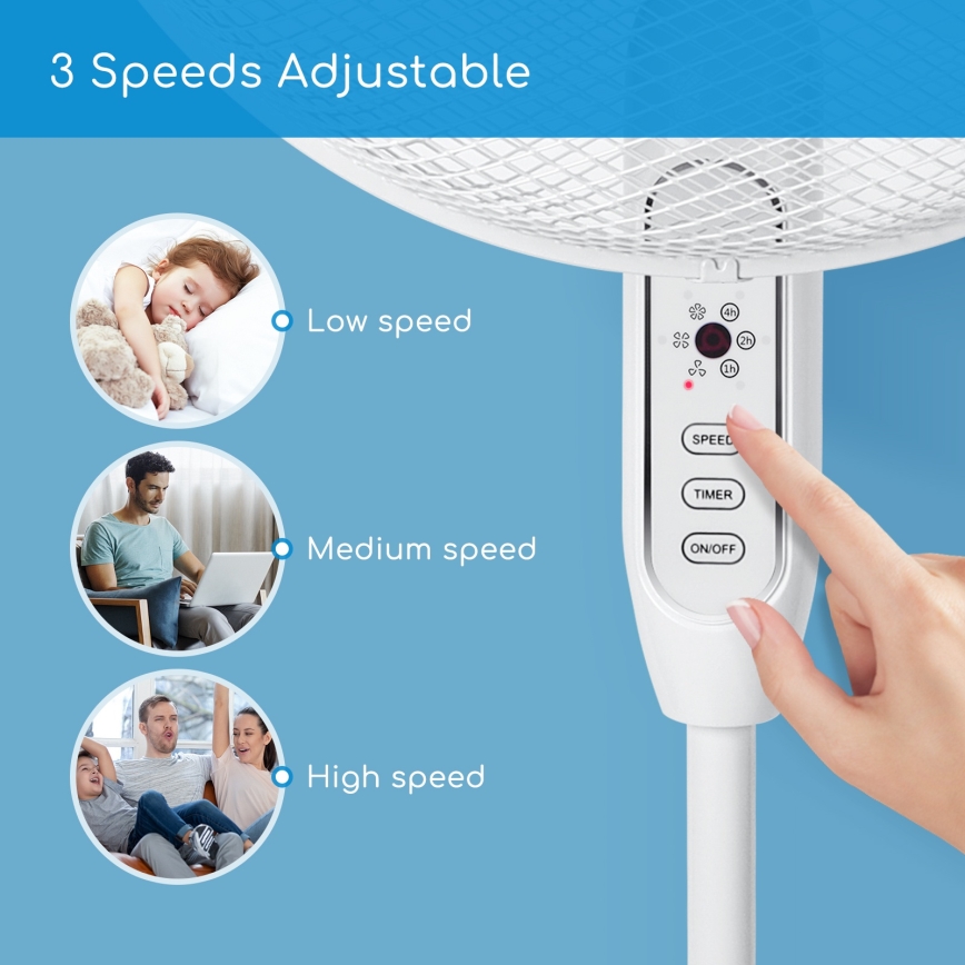 Aigostar - Pastatomas ventiliatorius 40W/230V 120 cm balta