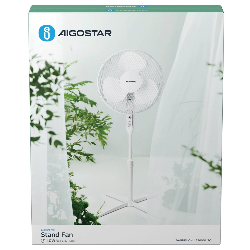 Aigostar - Pastatomas ventiliatorius 40W/230V 120 cm balta