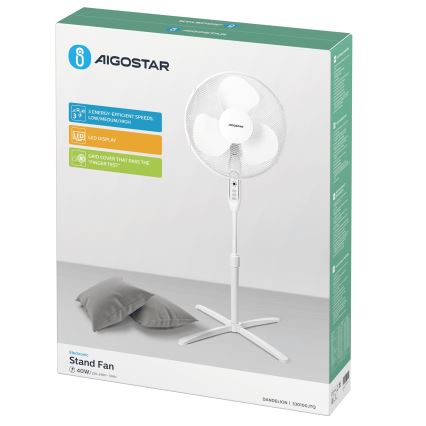 Aigostar - Pastatomas ventiliatorius 40W/230V 120 cm balta