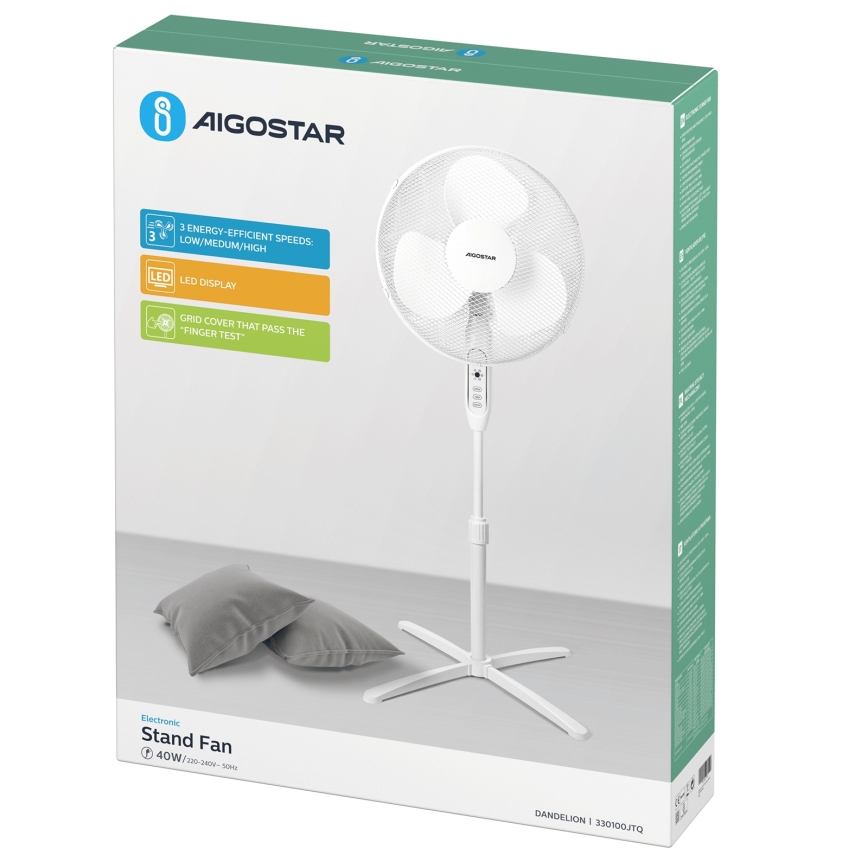 Aigostar - Pastatomas ventiliatorius 40W/230V 120 cm balta