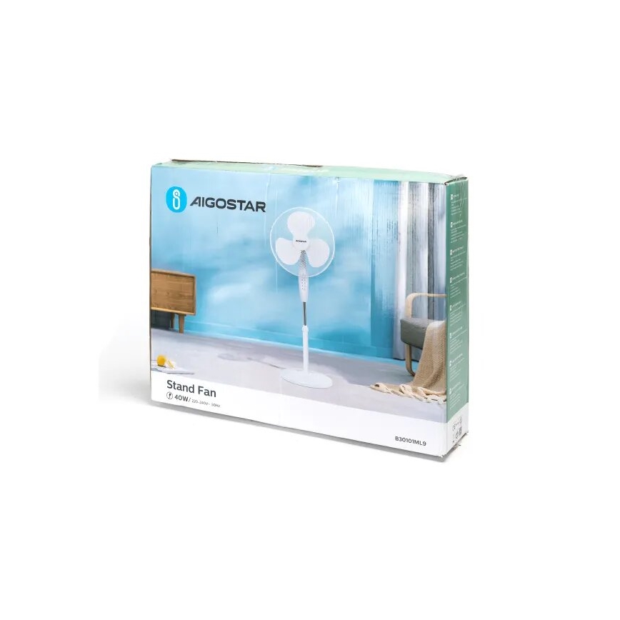 Aigostar - Pastatomas ventiliatorius 40W/230V baltas
