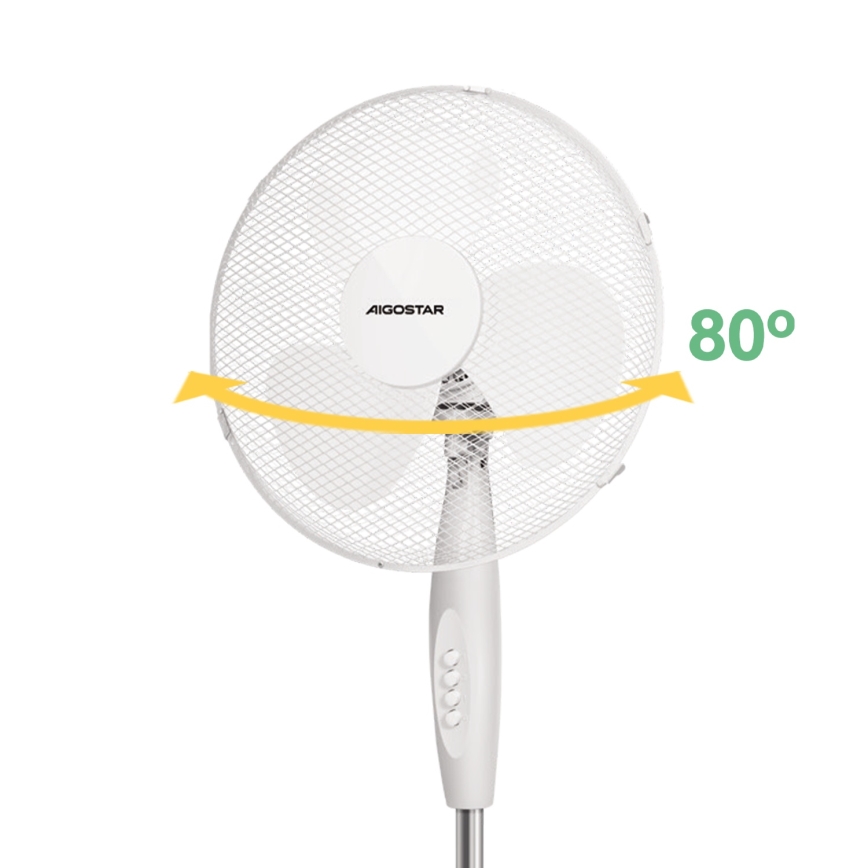 Aigostar - Pastatomas ventiliatorius 45W/230V 125 cm balta