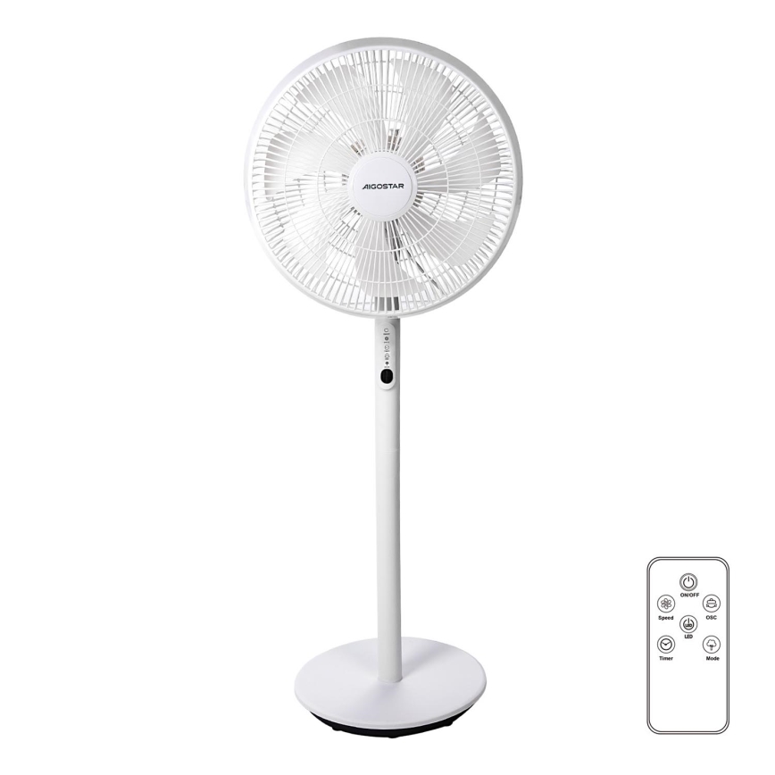 Aigostar - Pastatomas ventiliatorius 45W/230V balta + nuotolinio valdymo pultas