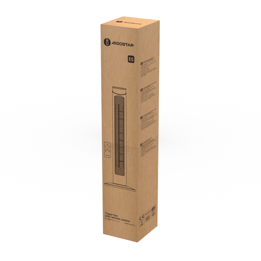 Aigostar - Pastatomas ventiliatorius 45W/230V juoda + +VP