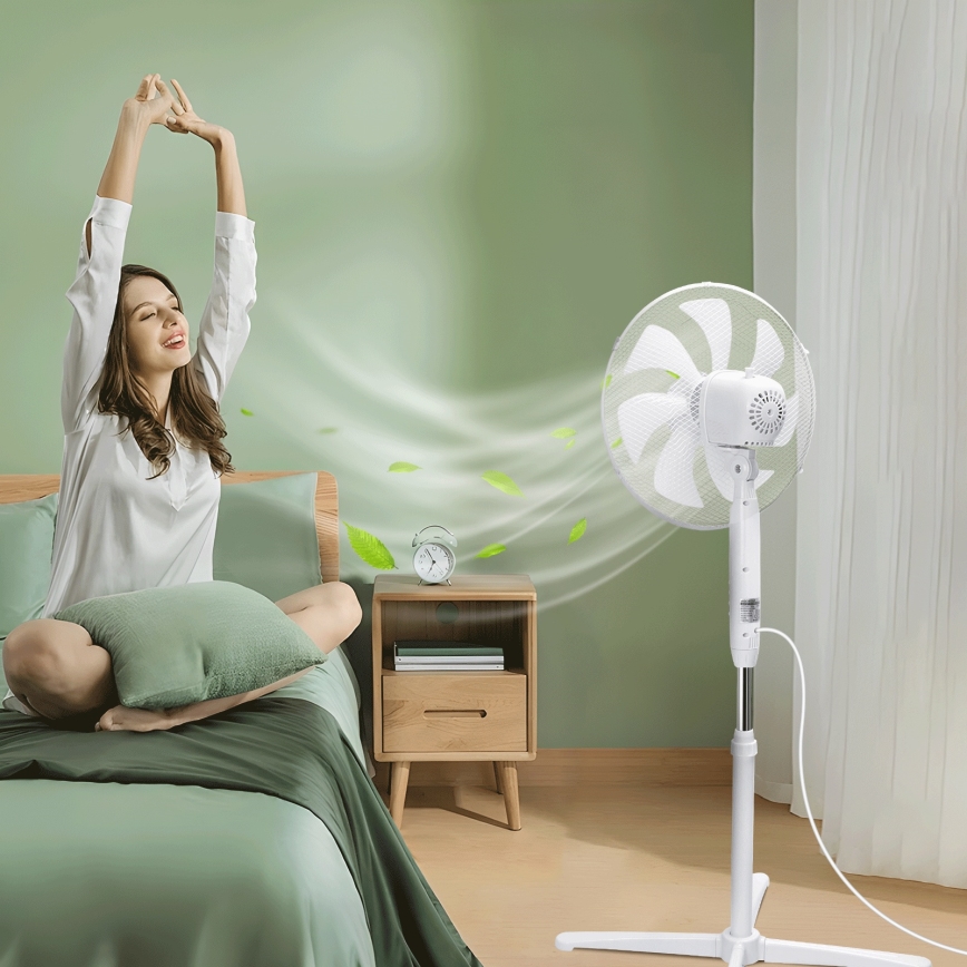 Aigostar - Pastatomas ventiliatorius 50W/230V 120 cm balta