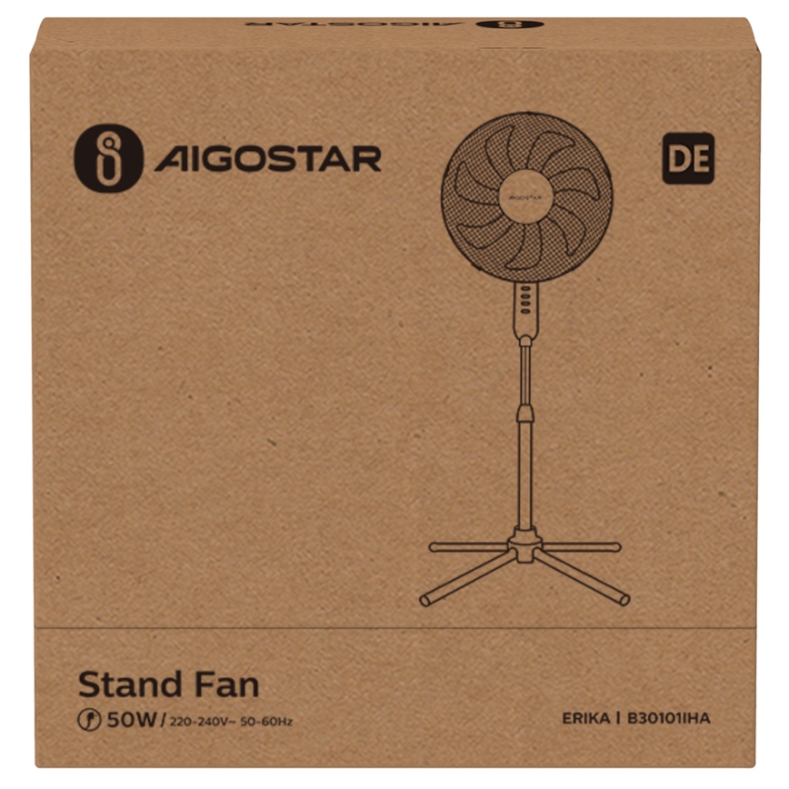 Aigostar - Pastatomas ventiliatorius 50W/230V 120 cm balta