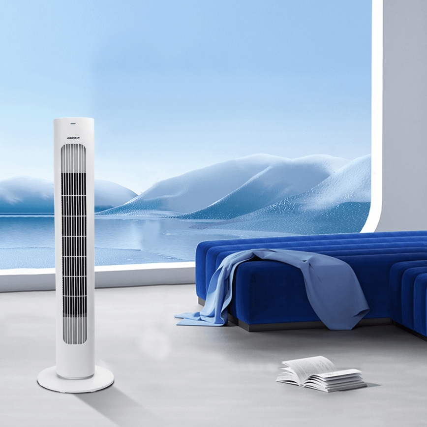 Aigostar - Pastatomas ventiliatorius 50W/230V balta + nuotolinio valdymo pultas