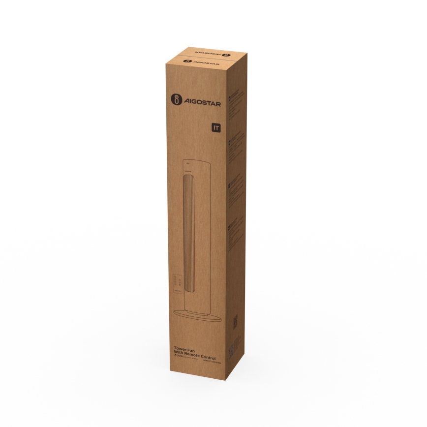 Aigostar - Pastatomas ventiliatorius 50W/230V balta + nuotolinio valdymo pultas