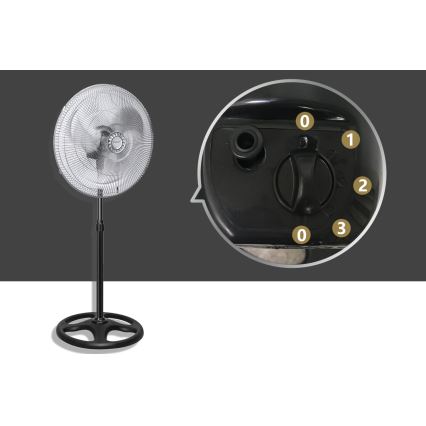 Aigostar - Pastatomas ventiliatorius 55W/230V blizgus chromas/juoda