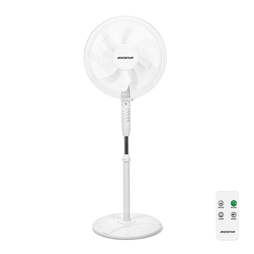 Aigostar - Pastatomas ventiliatorius 60W/230V balta + nuotolinio valdymo pultas